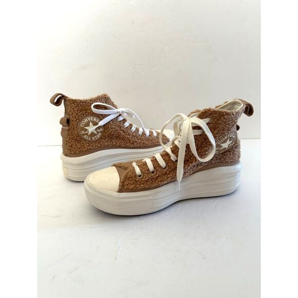 Converse Chuck Taylor All Star Move Cozy Utility Sneakers Champagne Tan Size 6.5 - Picture 3 of 9